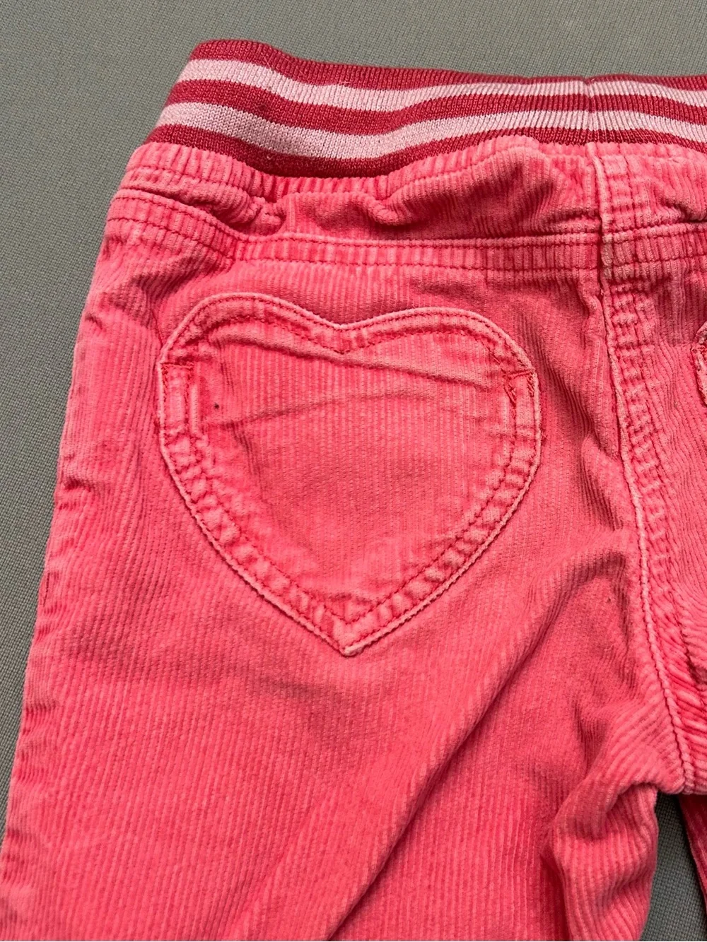 Mini Boden Coral Pink Corduroy‎ Pants with White Heart Knees